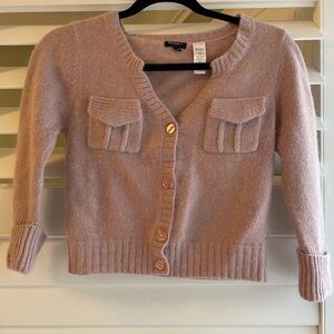 Baby Pink Angora Cardigan Sweater